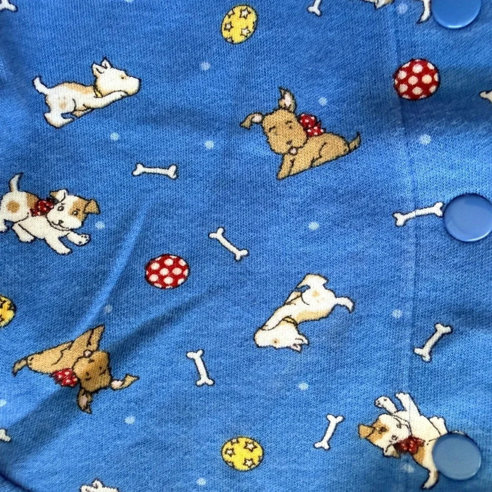 Mary Engelbreit Baby VTG Dog Puppy Polka Dot Snap Front Bodysuits,Blue Red, 0-3M